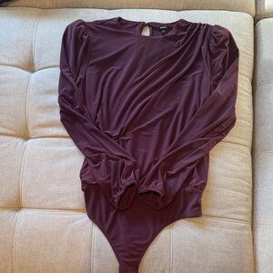 Express Burgundy Long Sleeve Bodysuit